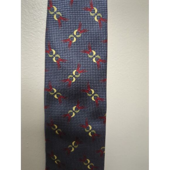 Jhane Barnes Mens Multicolor Abstract Blue 100% Silk Necktie Handmade In Japan - Picture 2 of 6
